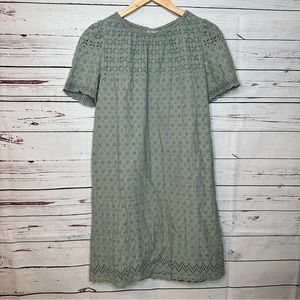 GAP | Short Sleeve Sage Green Eyelet Shift Dress